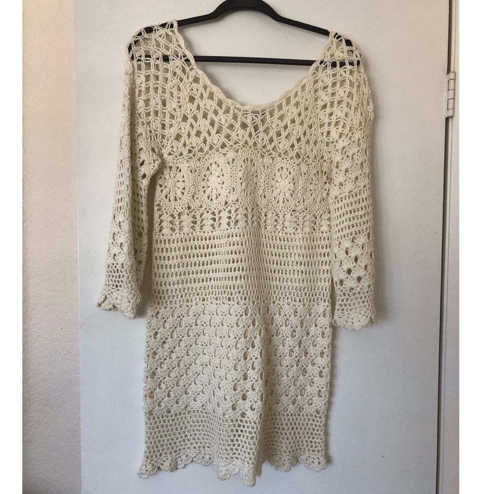 Vintage Knit Cream Summer Dress